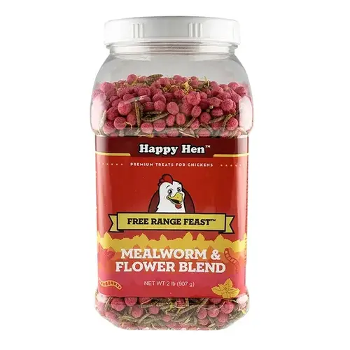 Happy Hen Treats 089-17805 Free Range Feast for Chickens - Mealworms & Flower Blend 2-lbs