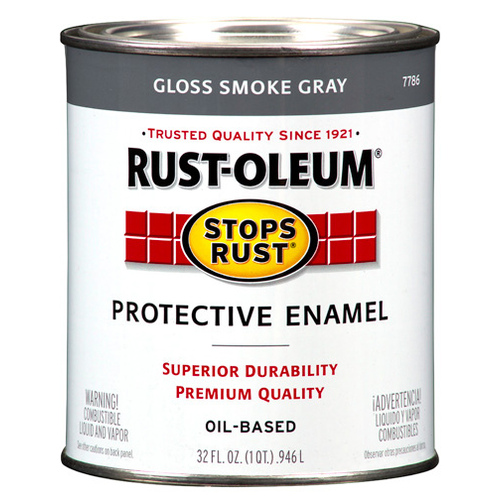 STOPS RUST Protective Enamel, Gloss, Smoke Gray, 1 qt Can - pack of 2