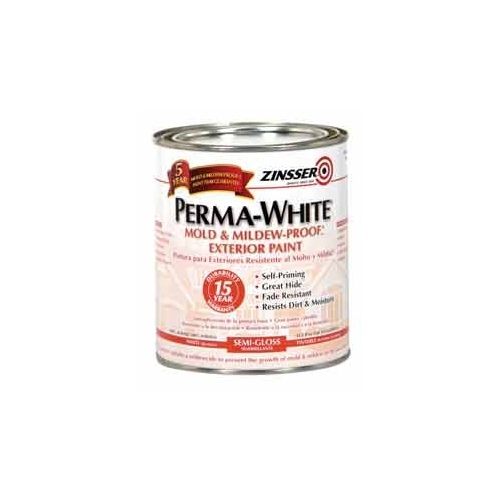 Zinsser 3134 0 Exterior House Paint, Semi-Gloss, White, 1 qt Can