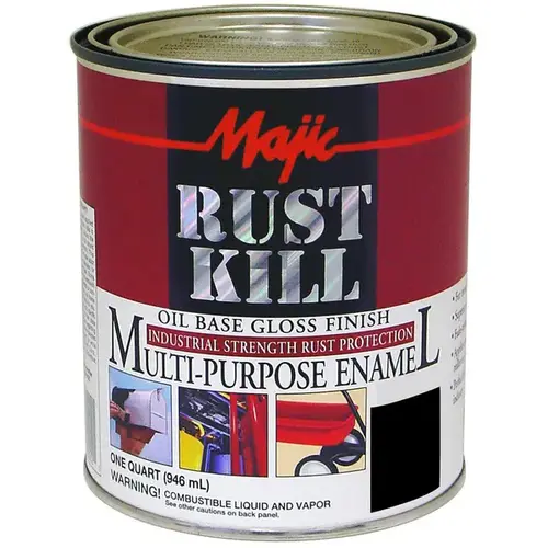 Rustkill Rust-Preventive Coating, Semi-Gloss, Black, 1 qt Can