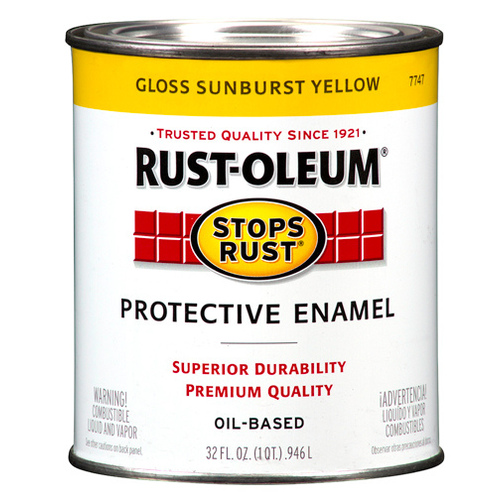 STOPS RUST Protective Enamel, Gloss, Sunburst Yellow, 1 qt Can