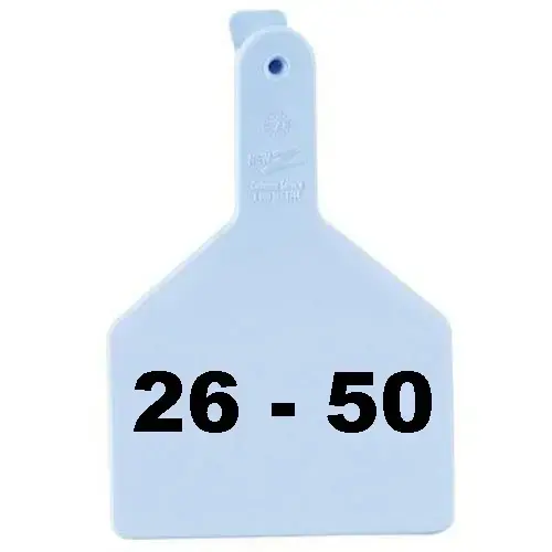 Z Tags 700-2500-608 Z Tags 1-PC Pre-Numbered Laser Print Cow Tags, Numbers from 26 - 50, Blue