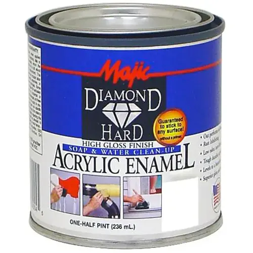 DiamondHard Enamel Paint, Satin, White, 0.5 pt Can