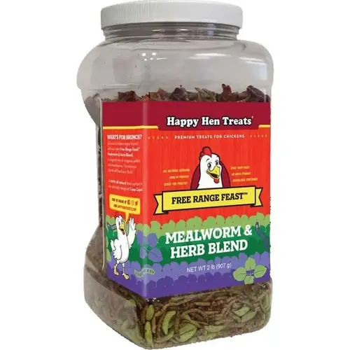 Happy Hen Treats 089-17806 Free Range Feast - Mealworm & Herb Blend 2-lb Container