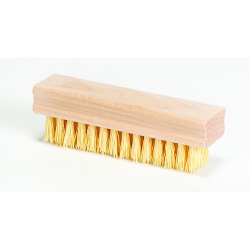 Hand & Nail Scrub Brush Poly Bristles 4.75" x 1-1/16" with Wood Block Handle Beige