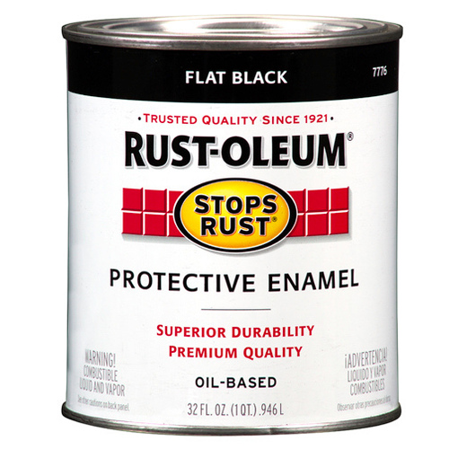 STOPS RUST Protective Enamel, Flat, Black, 1 qt Can - pack of 2