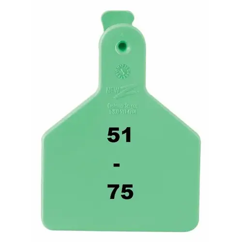 Z Tags 22712286 Z Tags 1-PC Pre-Numbered Laser Print Calf Tags, Numbers from 51 - 75, Green