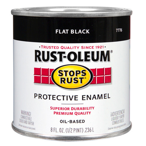 STOPS RUST Protective Enamel, Flat, Black, 0.5 pt Can