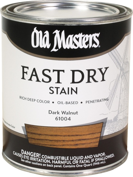 Old Masters 61004 Fast Dry Wood Stain Semi-Transparent Dark Walnut Oil-Based Alkyd 1 qt Dark Walnut