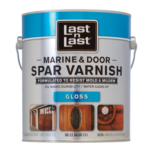 Marine and Door Spar Varnish, Clear Gloss, Amber, Liquid, 1 gal