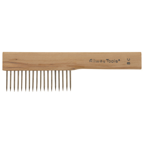 Brush Comb, Steel Trim, Hardwood Handle Brown/Tan