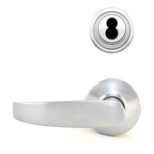S200 Series Interconnected Entry Single Locking Full Size Less Core Neptune Lever with 16-481 Latch 10-109 Strike Satin Chrome Finish