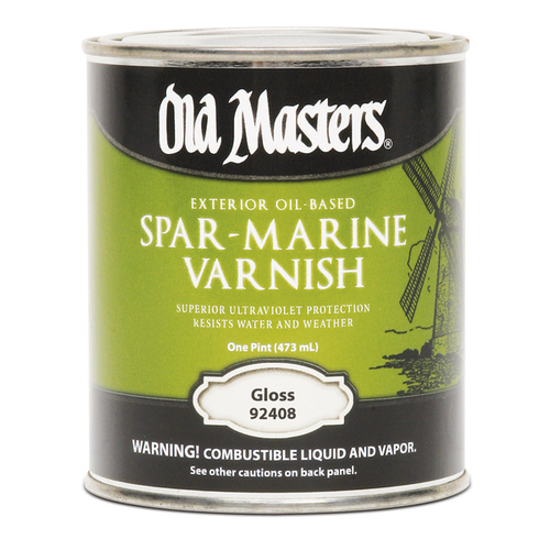 Old Masters 92408 Marine Spar Varnish Gloss Clear OilBased 1 pt Clear