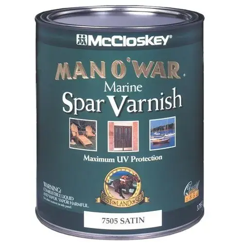 Man O' War 080.000.005 Marine Spar Varnish, Satin, Clear, Liquid, 1 qt, Can