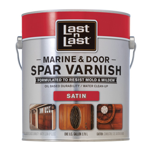 Last N Last 94101-XCP2 Marine and Door Spar Varnish, Satin, Amber, Liquid, 1 gal - pack of 2