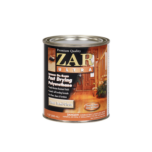 ZAR 33012-XCP4 Polyurethane, Semi-Gloss, Liquid, Clear, 1 qt, Can - pack of 4