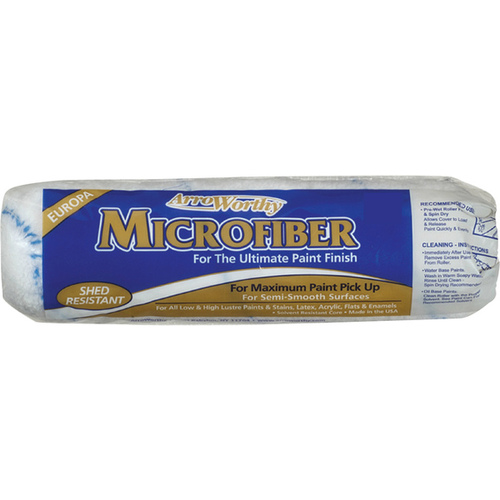 Paint Roller Cover Microfiber 9" W X 3/8" Blue/White