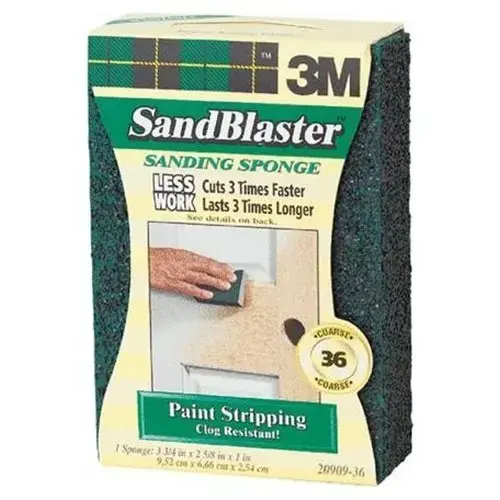 Sanding Sponge, 3-3/4 in L, 2-5/8 in W, 60 Grit, Coarse, Silicon Carbide Abrasive Green