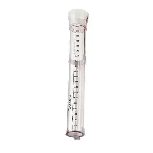 TAYLOR 2700 5 In. Capacity Rain Gauge, Clear Plastic, 11-7/8 In. Overall