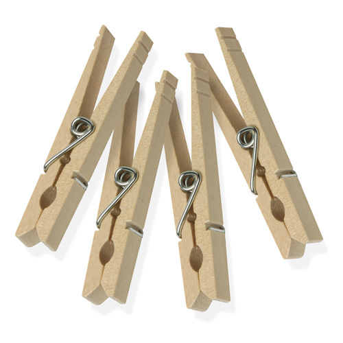 Classic Clothespin, 0.394 in W, 3.3 in L, Birchwood, Natural - pack of 50