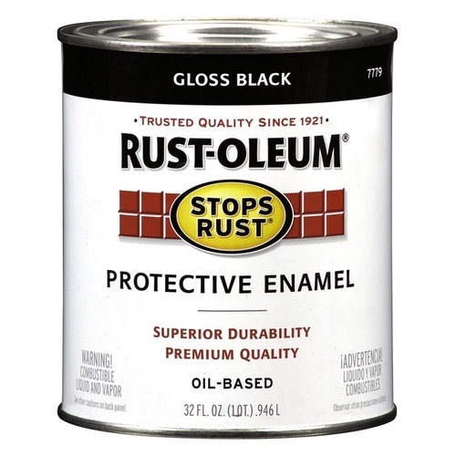 STOPS RUST Protective Enamel, Gloss, Black, 1 qt Can