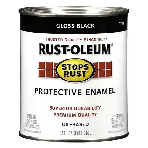 STOPS RUST Protective Enamel, Gloss, Black, 1 qt Can - pack of 4