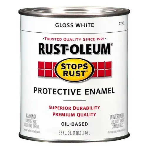 STOPS RUST Protective Enamel, Gloss, White, 1 qt Can