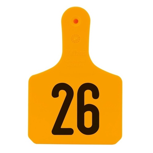 Y-Tex Numbered Calf Y-Tag Ear Tags - Orange - Numbered 26-50