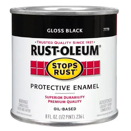 STOPS RUST Protective Enamel, Gloss, Black, 0.5 pt Can