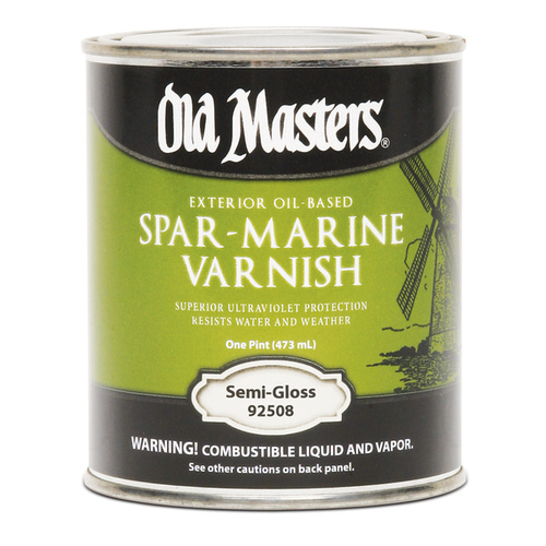 Marine Spar Varnish Semi-Gloss Clear Oil-Based 1 pt Clear