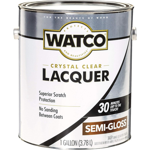 Lacquer Clear Wood Finish, Semi-Gloss, Liquid, Clear, 1 gal, Can