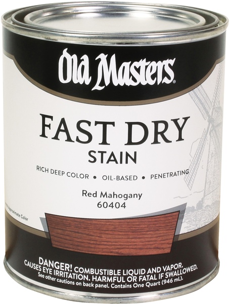 Old Masters 60404 Fast Dry Wood Stain Professional Semi-Transparent Red Mahogany Oil-Based Alkyd 1 qt Red Mahogany