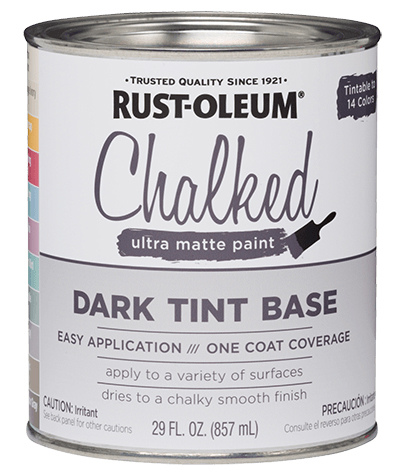 Rust-Oleum 287689 Chalked Chalky Paint, Chalked/Ultra Matte, 30 oz, Quart Dark Tint