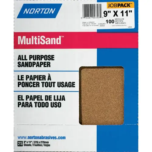 SANDPAPER AL OXD 100GRT 9X11IN Brown - pack of 25