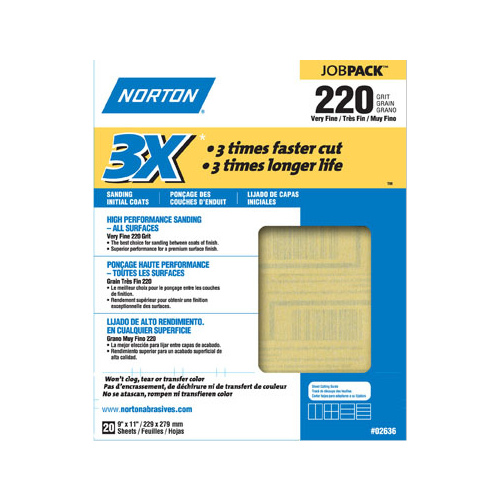 P220 High Performance Sand Paper - 9 x 11 pack of 20