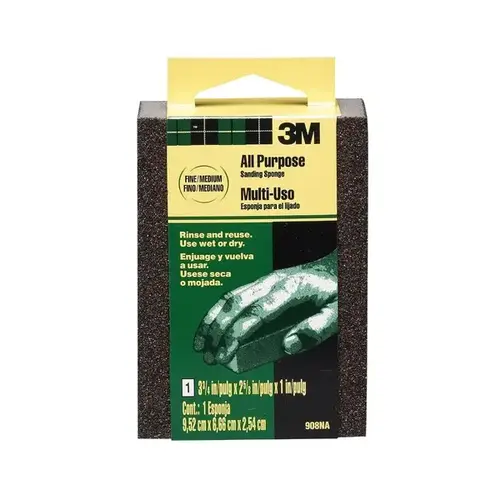 3M 908NA-3P-CC 3M Small Area Sanding Sponge 3.75" x 2.625" x 1" Fine/Medium