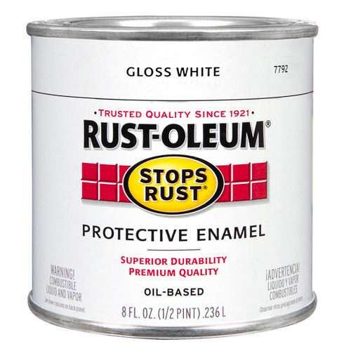 STOPS RUST Protective Enamel, Gloss, White, 0.5 pt Can - pack of 6