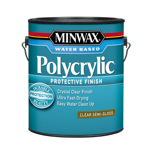 Polycrylic Protective Finish Paint, Semi-Gloss, Liquid, Crystal Clear, 1 gal, Can