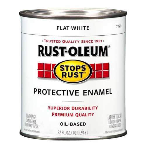 STOPS RUST Protective Enamel, Flat, White, 1 qt Can - pack of 2