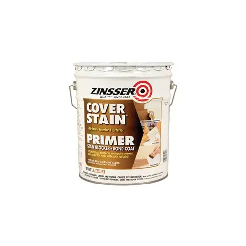 Cover-Stain Exterior Primer, Flat/Matte, White, 5 gal