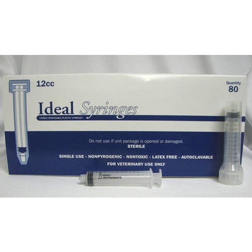 Ideal Syringe 12-cc Without Needle - Luer Lock - pack of 80