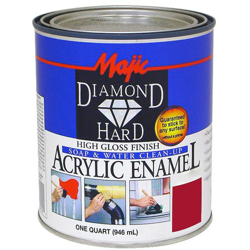 Majic Paints 8-1506-2 Diamondhard Anti-Rust Acrylic Paint, High Gloss Safety Red, Qt.