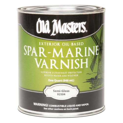 Old Masters 92504 Spar Marine Varnish, Semi-Gloss, Liquid, 4 qt, Can