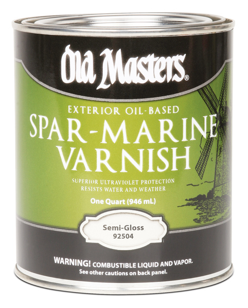 Old Masters 92504 Spar Marine Varnish, Semi-Gloss, Liquid, 4 qt, Can Clear