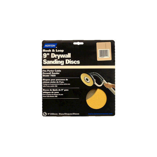 WallSand Sanding Disc, 9 in Dia, P80 Grit, Coarse, Aluminum Oxide Abrasive, Paper Backing