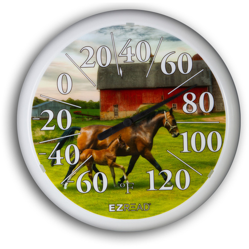 HEADWIND CONSUMER PRODUCTS 840-1231 Thermometer Indoor/Outdoor Dial 13.25" Horses