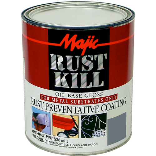 Rust Kill Oil Base Gloss Rust-Preventative Coating 1/2 Pint - Battleship Gray