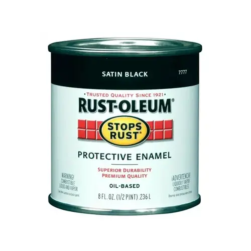 STOPS RUST Protective Enamel, Satin, Black, 0.5 pt Can