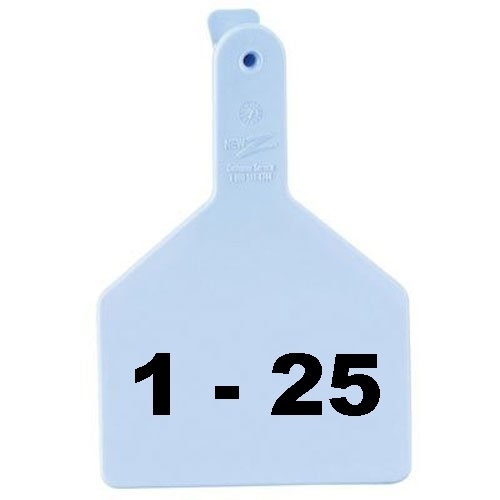 Z Tags 700-2500-607 Z Tags 1-PC Pre-Numbered Laser Print Cow Tags, Numbers from 1 - 25, Blue