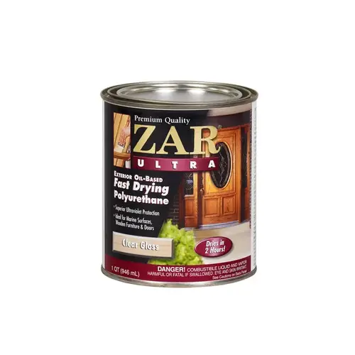 ZAR 34012 Exterior Polyurethane, Gloss, Liquid, Amber, 1 qt, Can